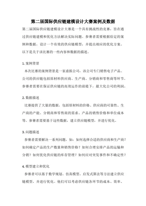 第二届国际供应链建模设计大赛案例及数据