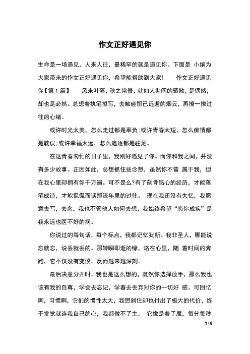 作文正好遇见你