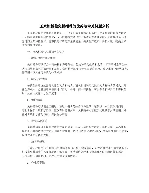 玉米机械化免耕播种的优势与常见问题分析