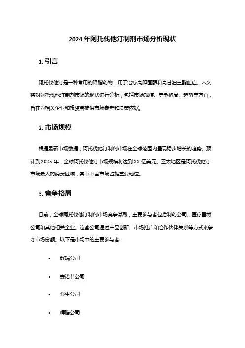 2024年阿托伐他汀制剂市场分析现状