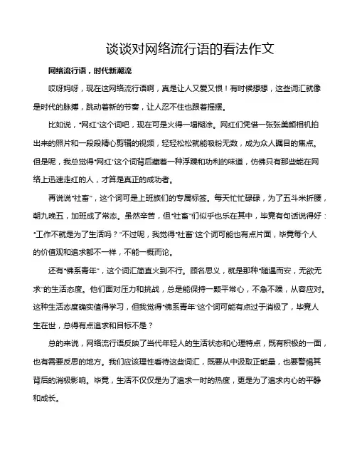 谈谈对网络流行语的看法作文