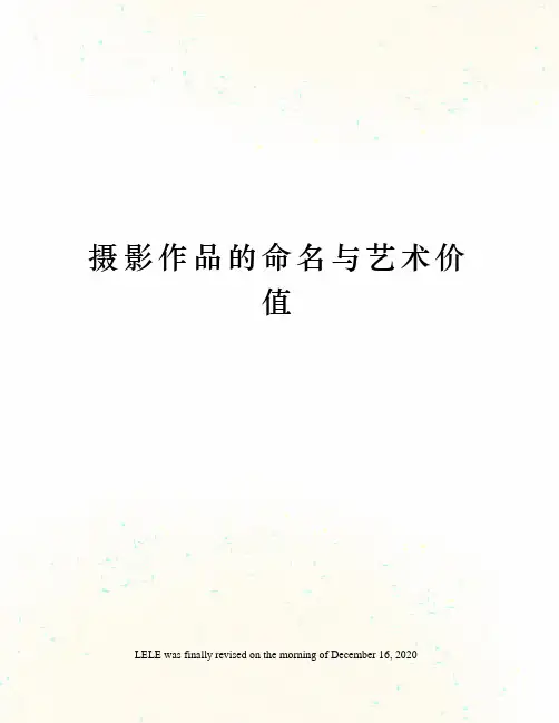摄影作品的命名与艺术价值