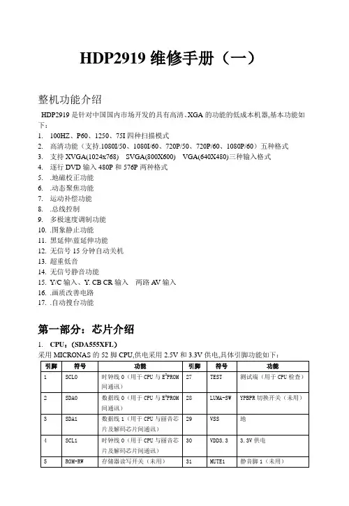 海信HDP2919维修手册