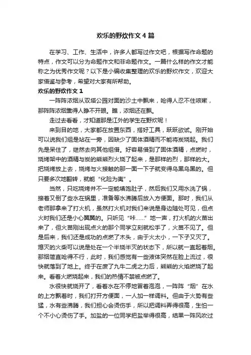 欢乐的野炊作文4篇