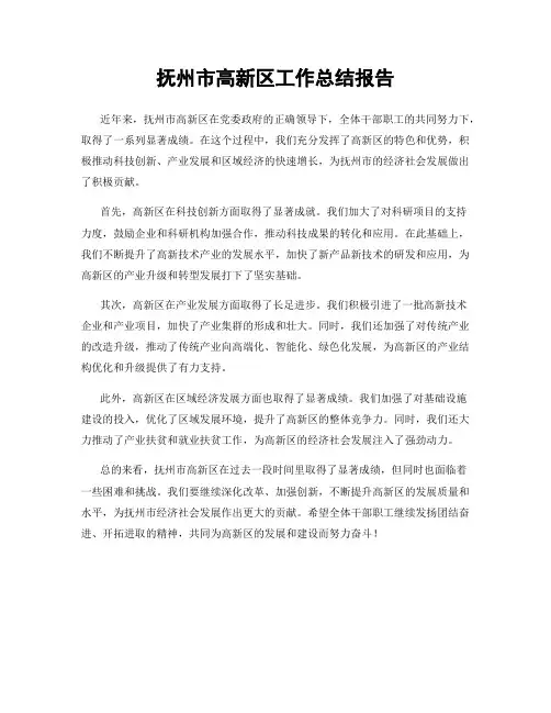 抚州市高新区工作总结报告