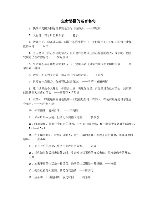 生命感悟的名言名句