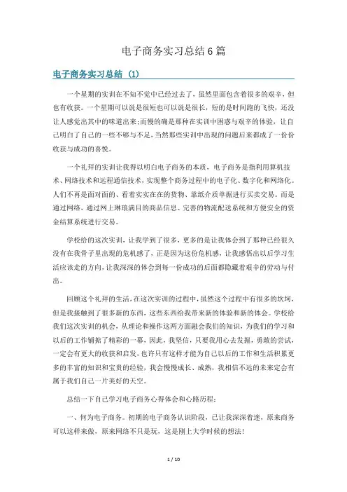电子商务实习总结6篇