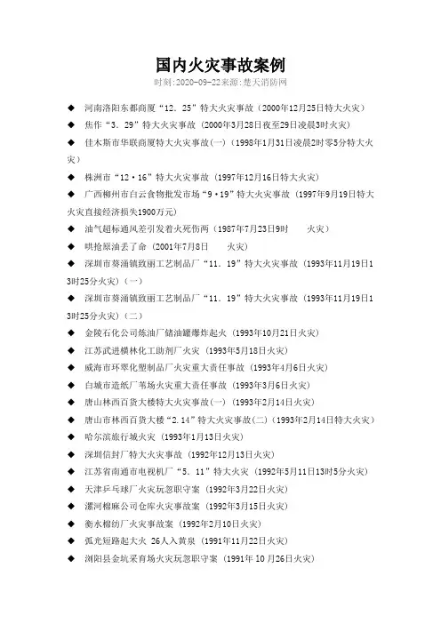 国内火灾事故案例