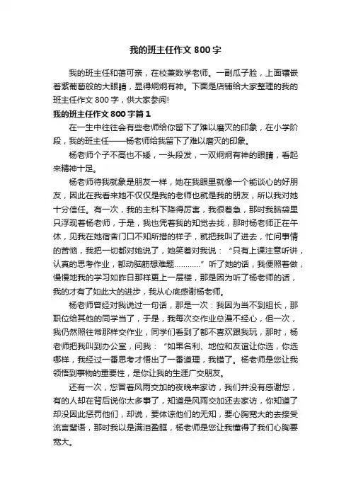 我的班主任作文800字