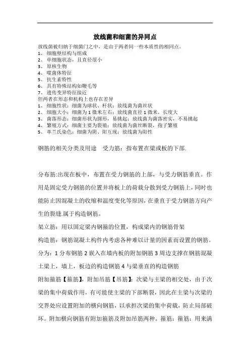 最新放线菌和细菌的异同点教学内容