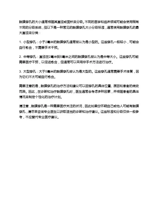 鼓膜穿孔大小分级标准