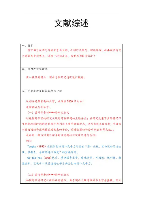 文献综述(说明模板)