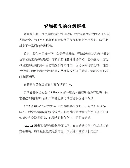 脊髓损伤的分级标准