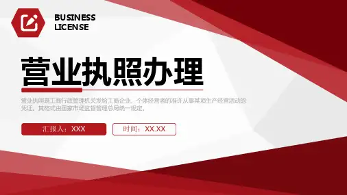 个人开店须知申请办理营业执照流程培训专用PPT模板