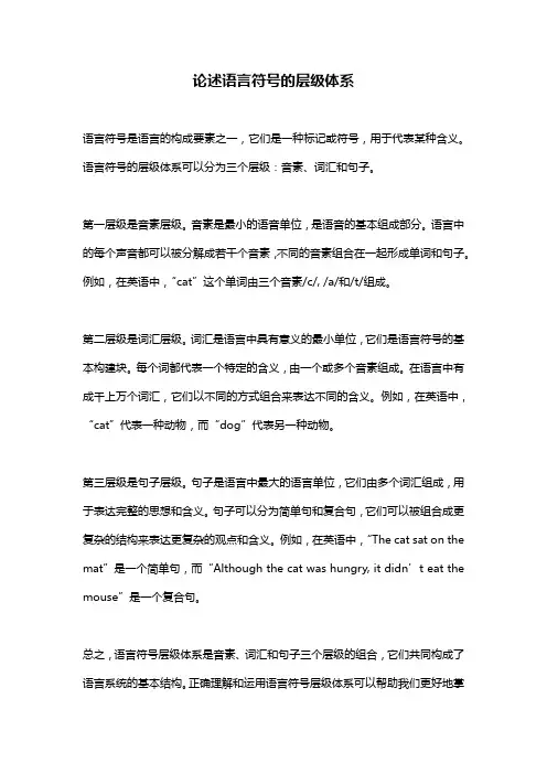 论述语言符号的层级体系