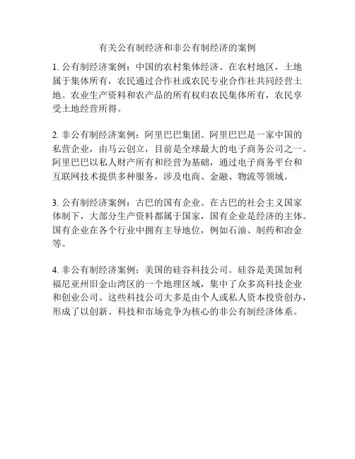 有关公有制经济和非公有制经济的案例