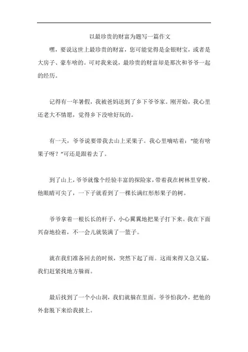 以最珍贵的财富为题写一篇作文