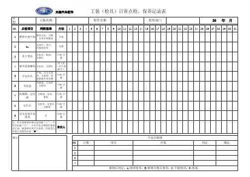 工装(检具)点检