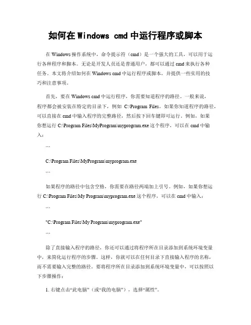 如何在Windows cmd中运行程序或脚本