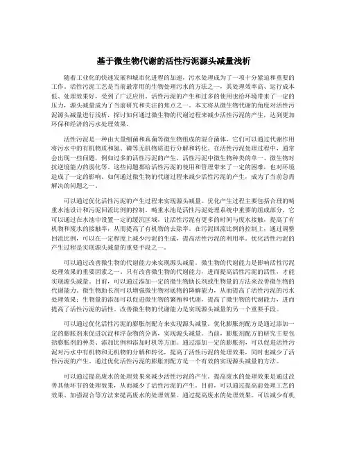 基于微生物代谢的活性污泥源头减量浅析
