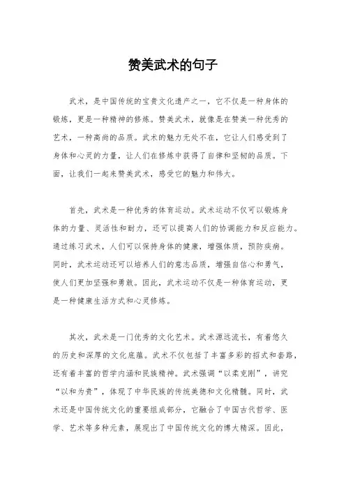 赞美武术的句子