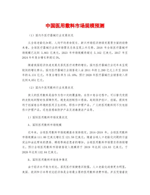 中国医用敷料市场规模预测