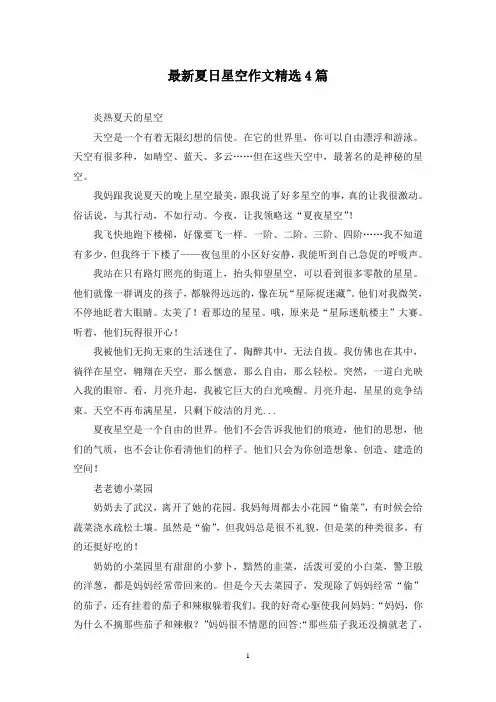 最新夏日星空作文精选4篇
