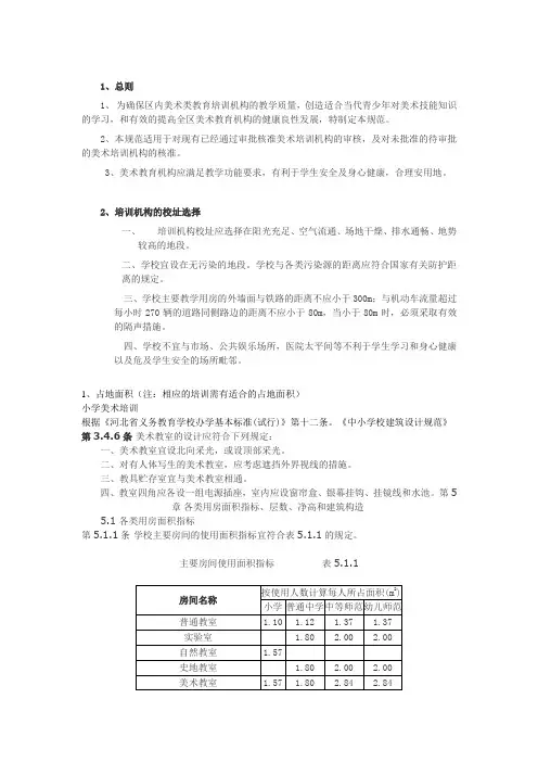 艺术教育培训机构评价标准