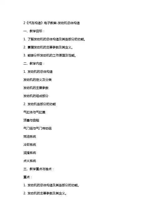 2《汽车构造》电子教案发动机总体构造