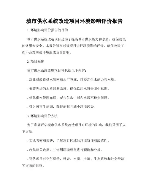 城市供水系统改造项目环境影响评价报告