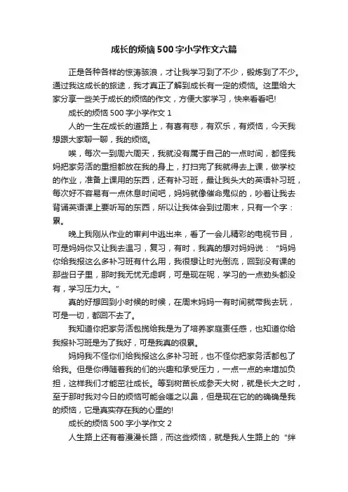 成长的烦恼500字小学作文六篇