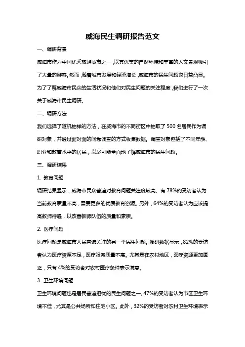 威海民生调研报告范文