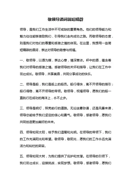 敬领导酒词简短精辟