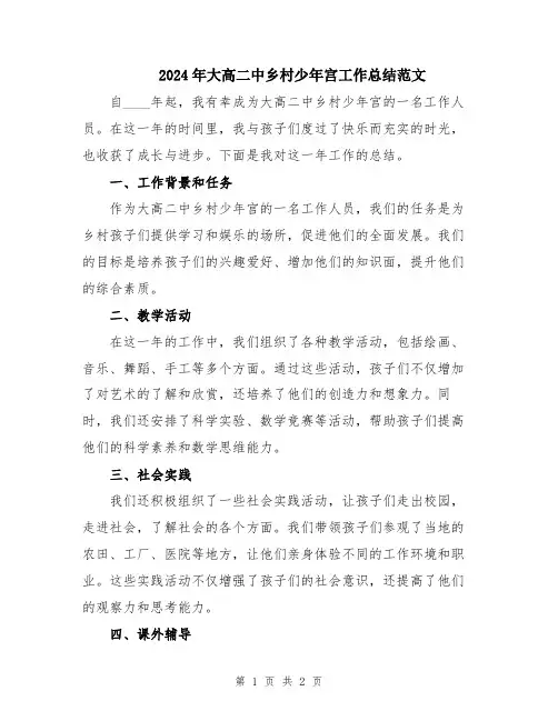 2024年大高二中乡村少年宫工作总结范文