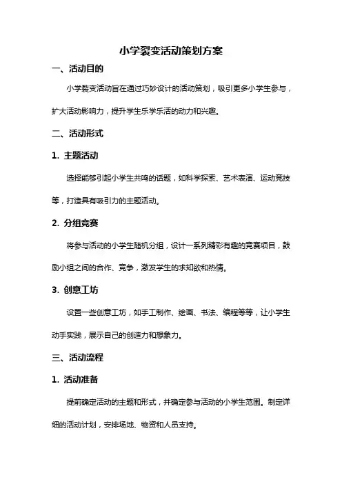小学裂变活动策划方案