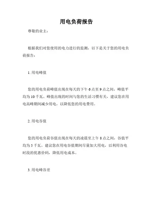 用电负荷报告