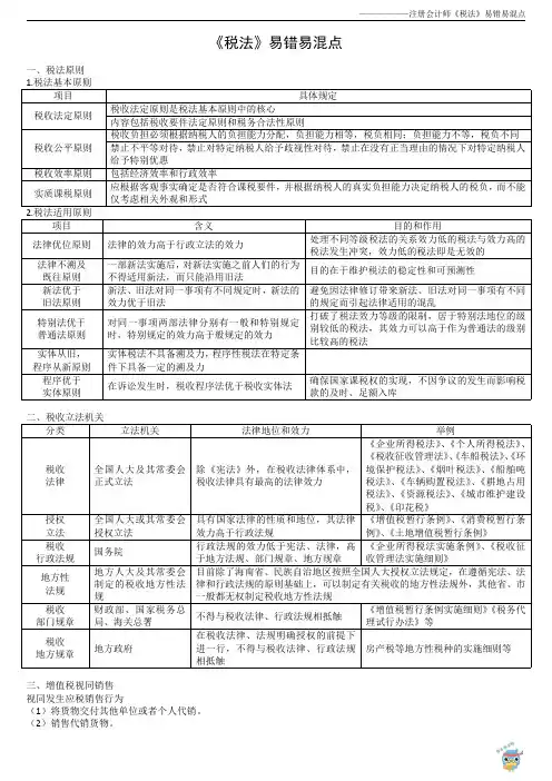 税法易混淆考点