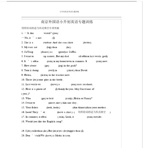 南京外国语小升初英语专题训练包括答案.docx