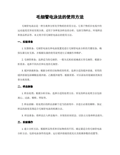 毛细管电泳法的使用方法