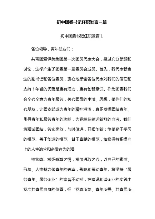 初中团委书记任职发言三篇