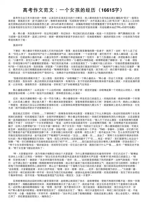 高考作文范文：一个女孩的经历（16615字）