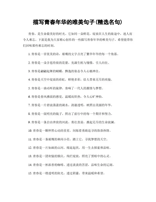 描写青春年华的唯美句子(精选100句)