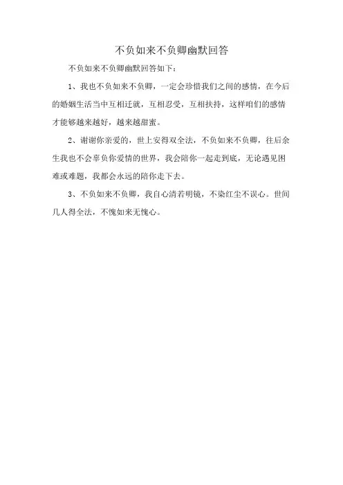 不负如来不负卿幽默回答
