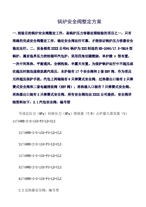 推荐精选范文--锅炉安全阀整定方案