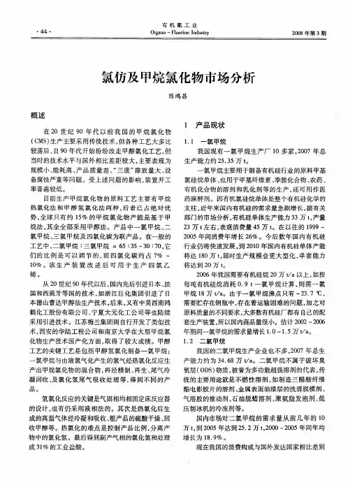 氯仿及甲烷氯化物市场分析