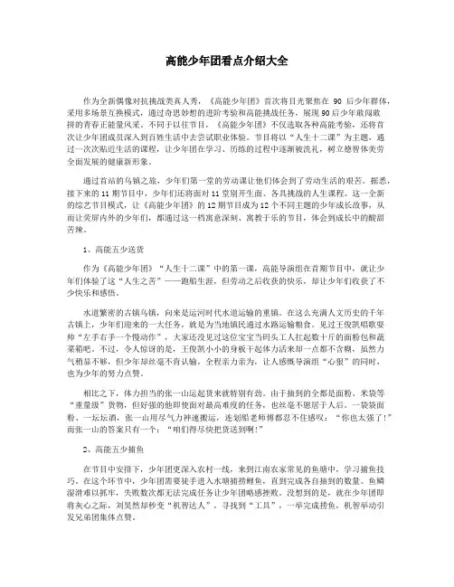 高能少年团看点介绍大全