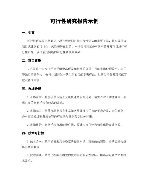 可行性研究报告示例