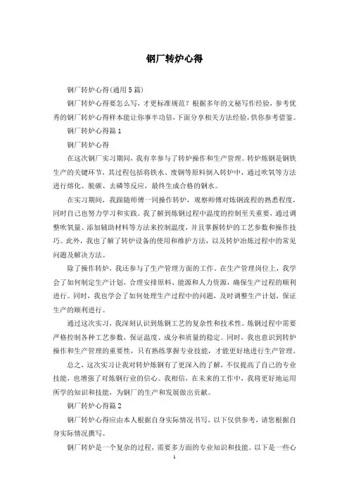 钢厂转炉心得