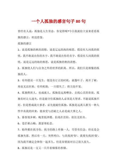 一个人孤独的感言句子80句