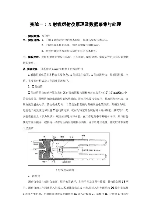 X射线衍射仪原理及数据采集与处理